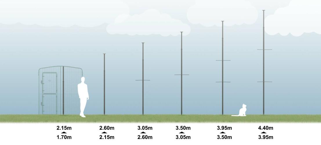Grafik av utomhus Freestyle kattträd tillgängliga storlekar