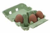 Grön ägglåda med tre ägg