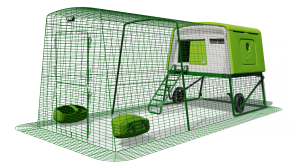 Eglu Cube Mk2 med 3 m lång gård med hjul - Grön