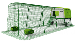 Eglu Cube Mk2 med 4 m lång gård med hjul - Grön