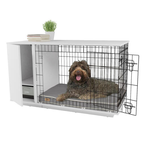 Fido Studio 36 hundkorg med garderob vit