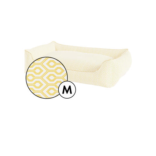 Medium nest hundbäddsöverdrag i honeycomb pollen print från Omlet.