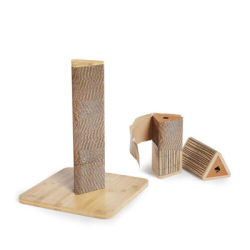 Stak kattskrapa med påfyllningspaket - kort (bambu)
