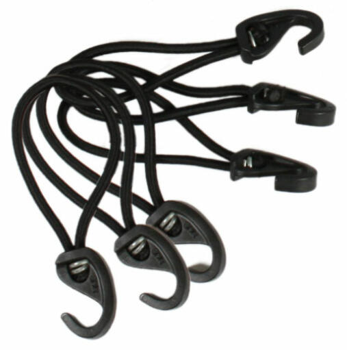6 svarta bungee cord för skydd av hönshus.