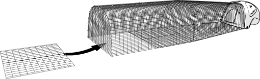 Ett diagram över hur Golv läggs i förlängningen av en Eglu Classic 