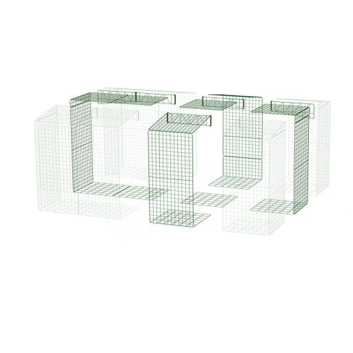 Ett diagram över en inloppslokal med Golvnät som ändras från 3x2x2 till 4x3x2