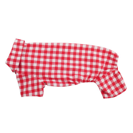 Röd och vit hundpäls