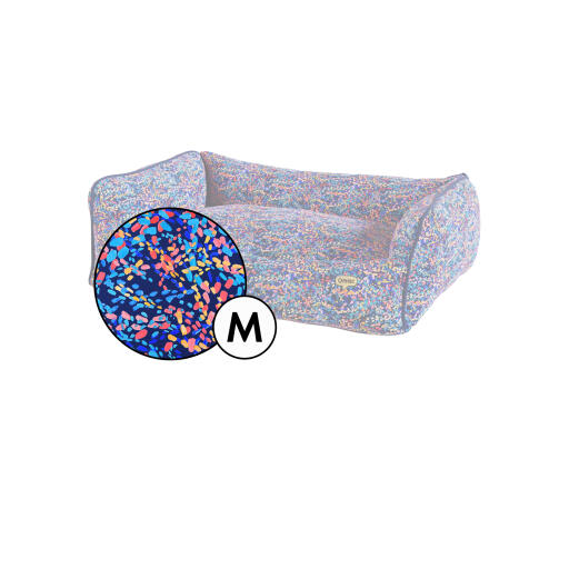 Medium nest hundbäddsöverdrag i patterpaws neon print från Omlet.