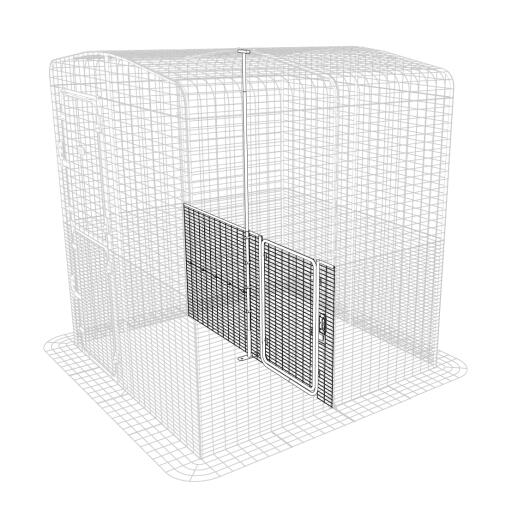 Ett diagram över en halvhöjds partition av en 2x2 walk in run