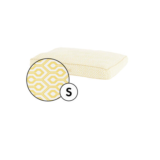 Liten kudde hundbäddsöverdrag i honeycomb pollen tryck av Omlet.