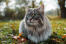 Sibirisk katt som sitter i gräset
