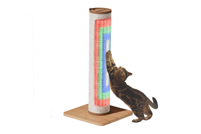 Switch katt som leker med en klösbräda med led-lampa Omlet