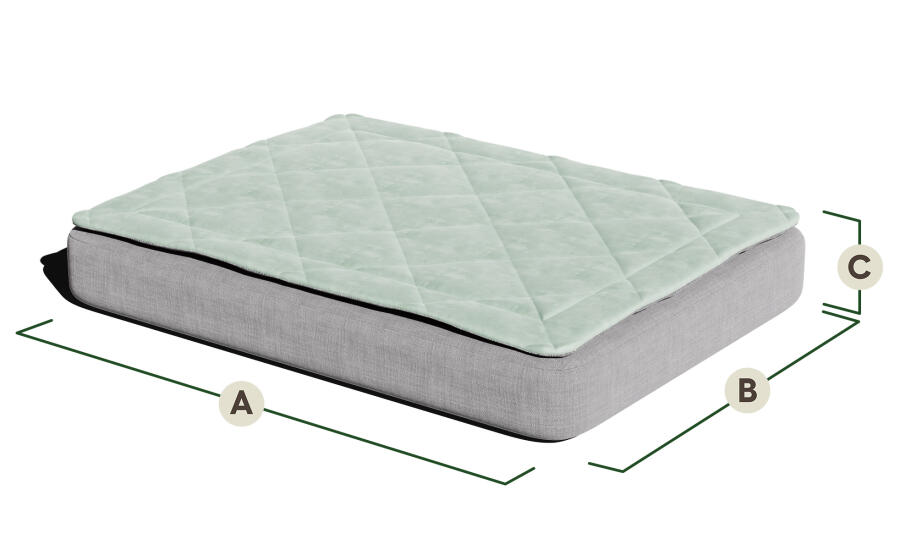 Mått för Topology hundbädd med bäddmadrass.