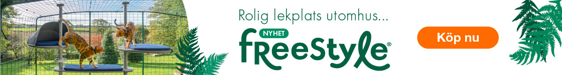 Två röda katter som leker på katträdet Freestyle för utomhusbruk från Omlet