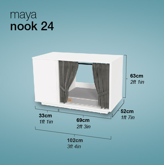 Maya Nook katthus mått